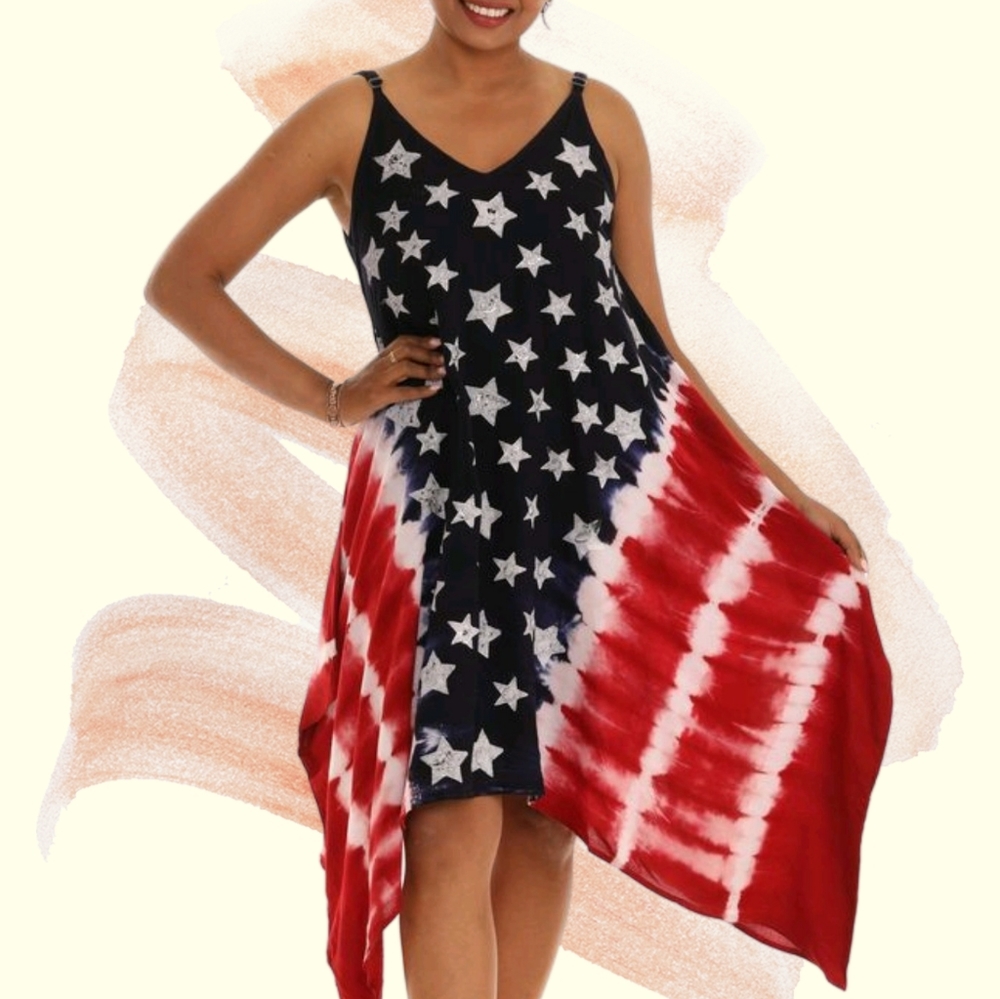 American Flag Sleeveless Side-Tail Dres
